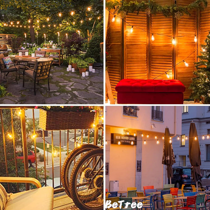 Bright outdoor solar string lights for festive gatherings & everyday patio charm.