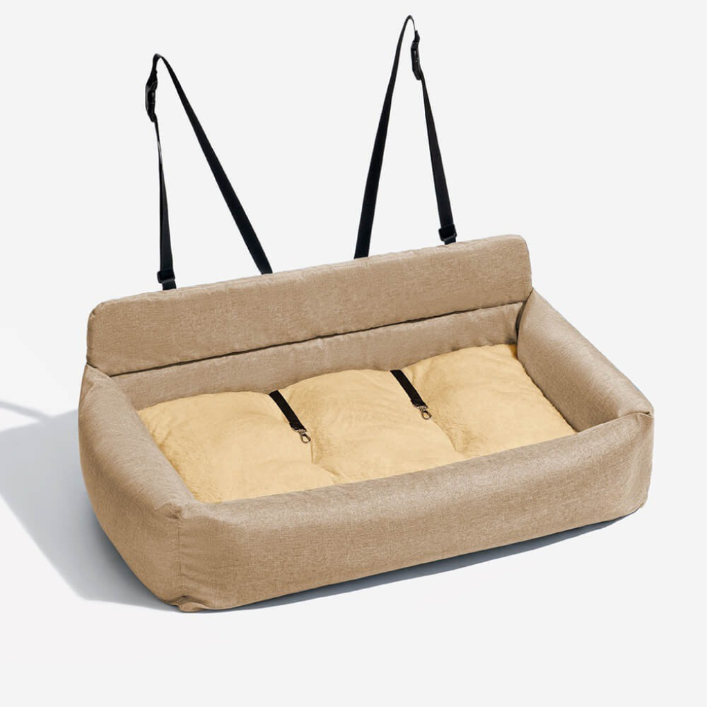 Washable & durable dog car back seat bed for easy cleaning. Comfortable pet travel car seat for large dogs.