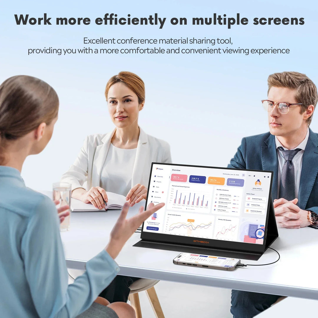 Sleek 15.6" Full HD portable monitor, designed for on-the-go gaming, work, and extended screen productivity.
