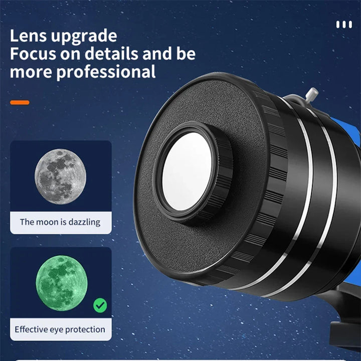 Portable 150X HD telescope with HD optics for easy outdoor astronomy. Ideal for beginner star and moon viewing.