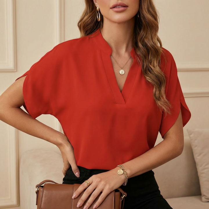 Fashionable women's elegant flowy blouse, a comfortable long-sleeve top for any versatile occasion.