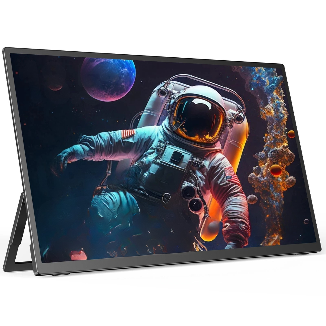 18.5" Full HD 1080p portable monitor with slim design, ideal for travel and laptop extension.