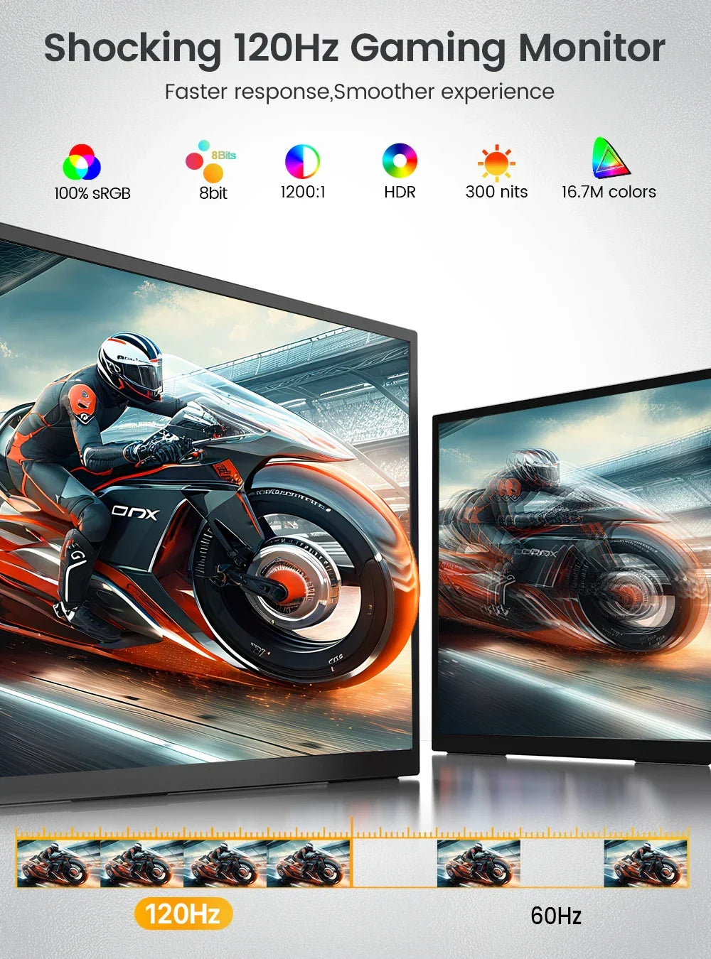 Portable 18.5-inch 120Hz gaming display. USB-C & HDMI connectivity for immersive visuals.