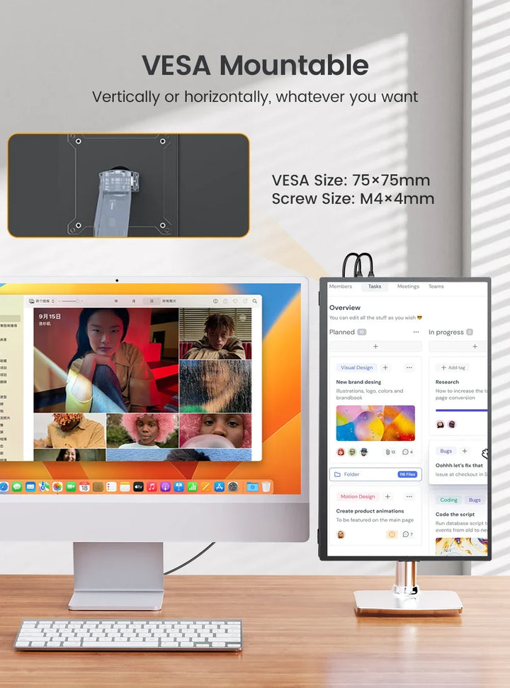 Enhance productivity with 18.5" portable full HD monitor. Perfect external screen for work from home.