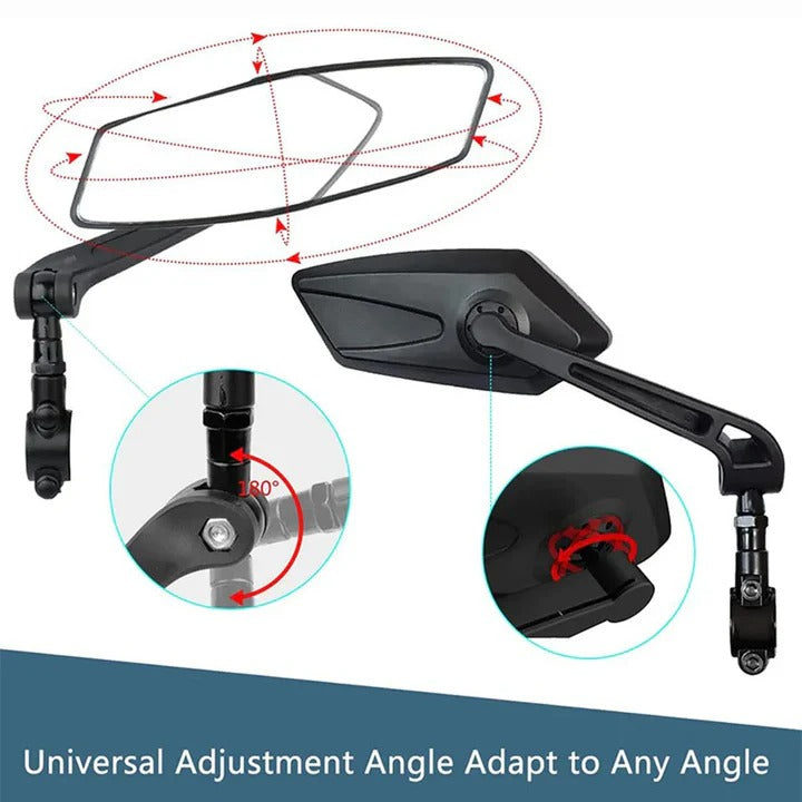 Universal 2-pack bicycle handlebar mirrors, 360° adjustable for men's & women's bikes, boosting safety.