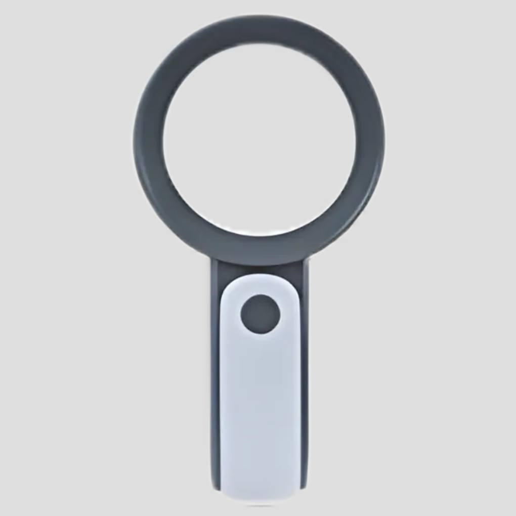 Handheld 20x optical magnifier with ergonomic grip, ideal for elderly assistance, crafts, and precision tasks.