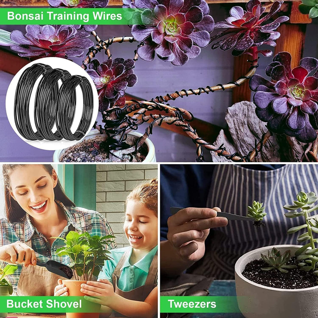 Premium 24-piece high-carbon steel bonsai tools for professional tree care, pruning, and shaping, in a leather bag.