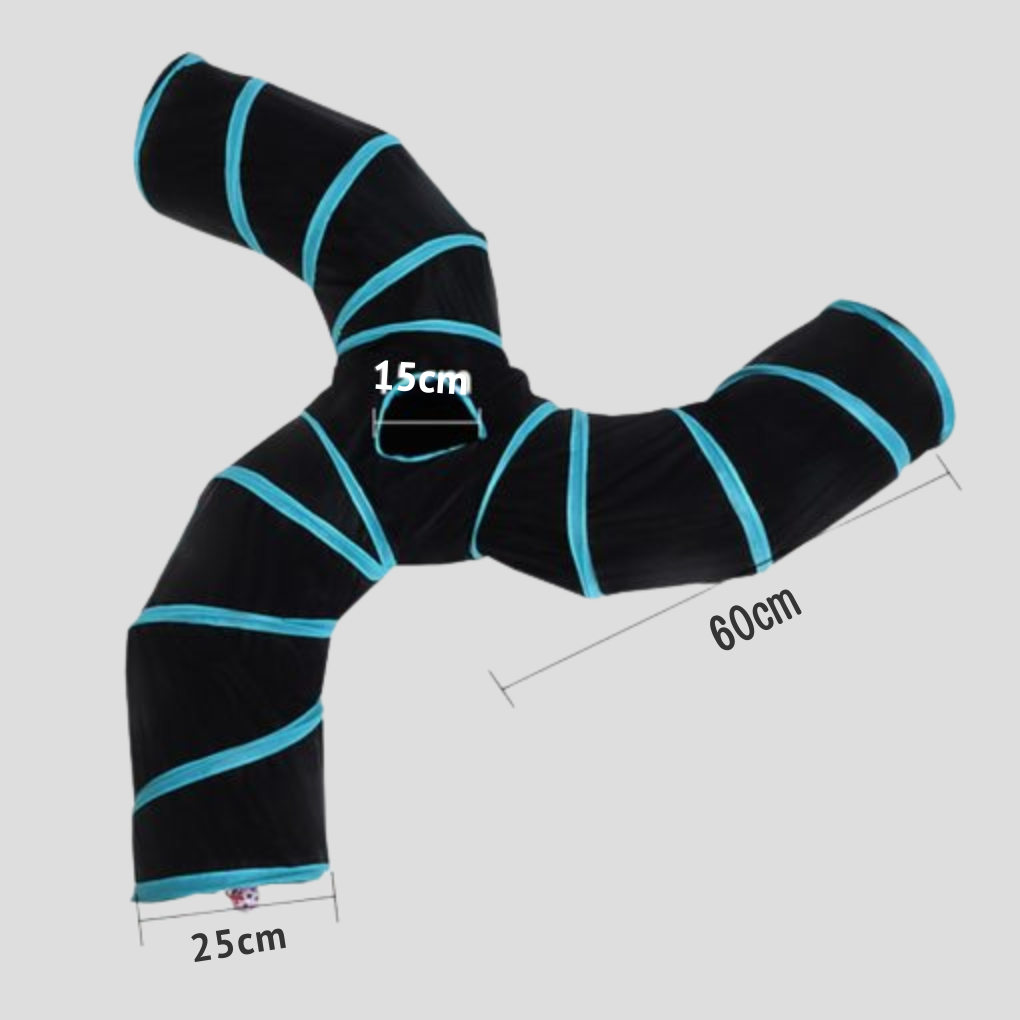 Durable cat tunnel toy for interactive pet play. Foldable design provides exercise & play space for cats.