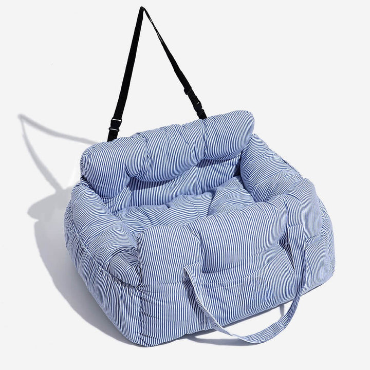 Comfortable pet booster seat for large dogs, doubles as a portable dog bed & travel carrier.