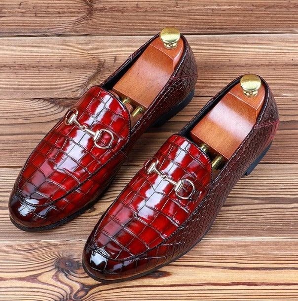 Men's Textured Loafers with Gold Horsebit