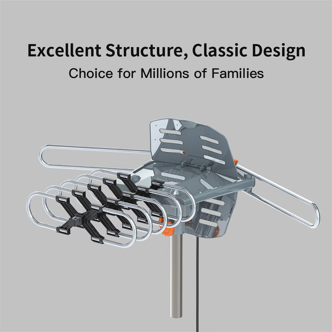 TavvitaImp010 outdoor digital TV antenna, motorized for optimal long-range HD reception, UHF/VHF ready.