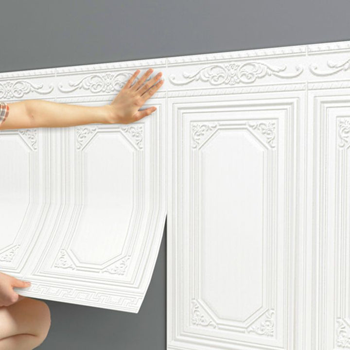 Modern 3D design vinyl wall panels, self-adhesive for quick home decor transformation.