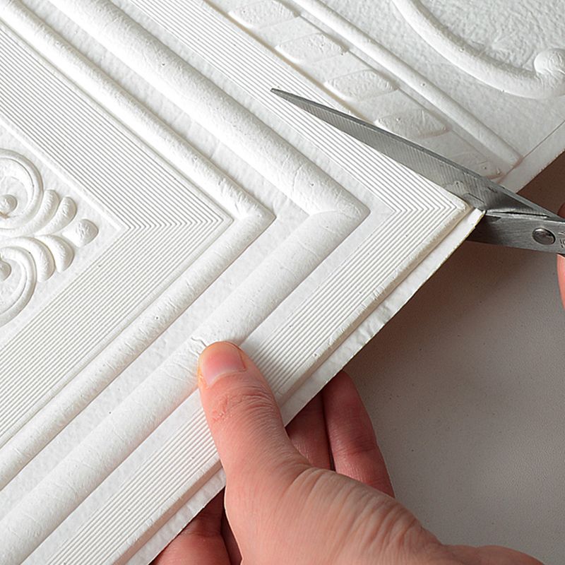 Quick install 3D peel & stick wall panels, durable vinyl for a fresh living room look.