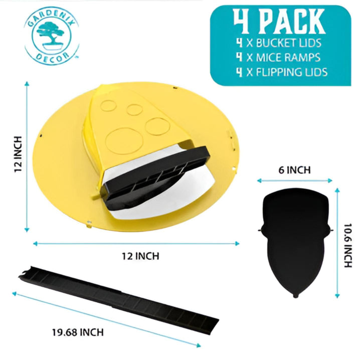 Automatic multi-catch bucket lid mouse & rat traps, 4-pack, offering effective and reusable rodent control.