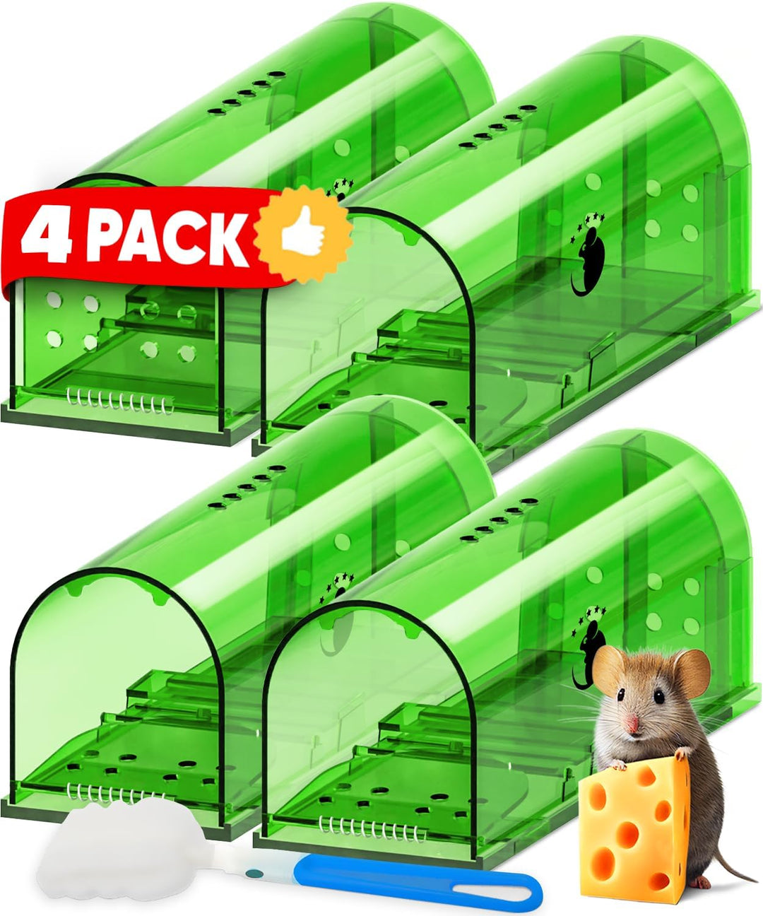 Reusable humane mouse traps for effective indoor rodent control. Live catch design ensures no-kill pest management.