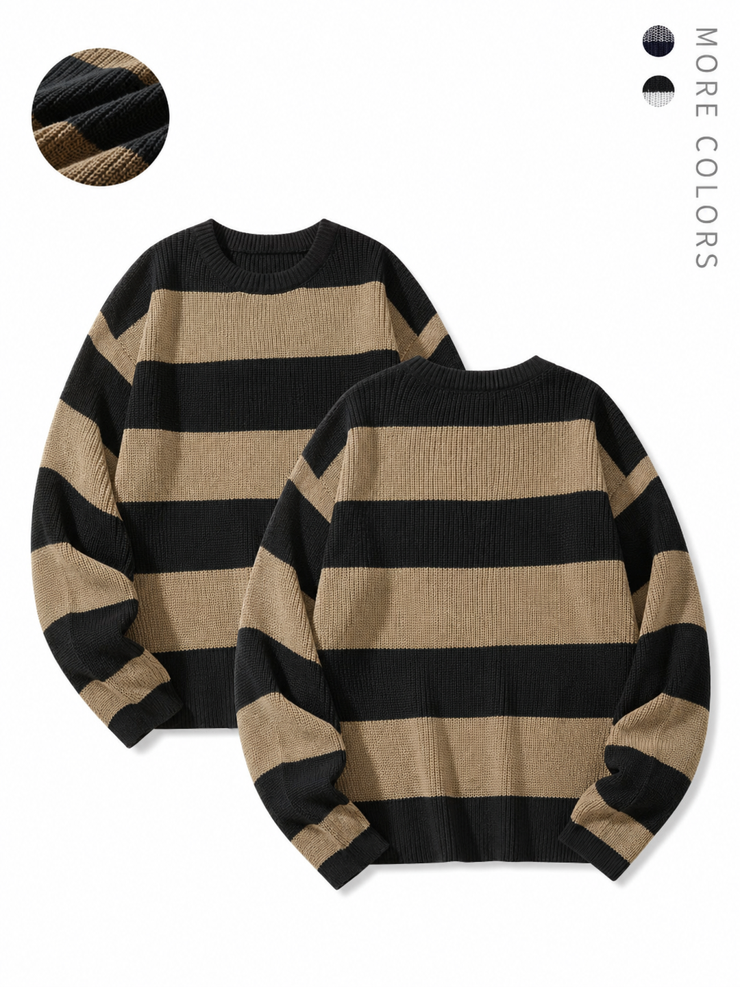 Unisex Striped Knit Sweater with Relaxed Fit