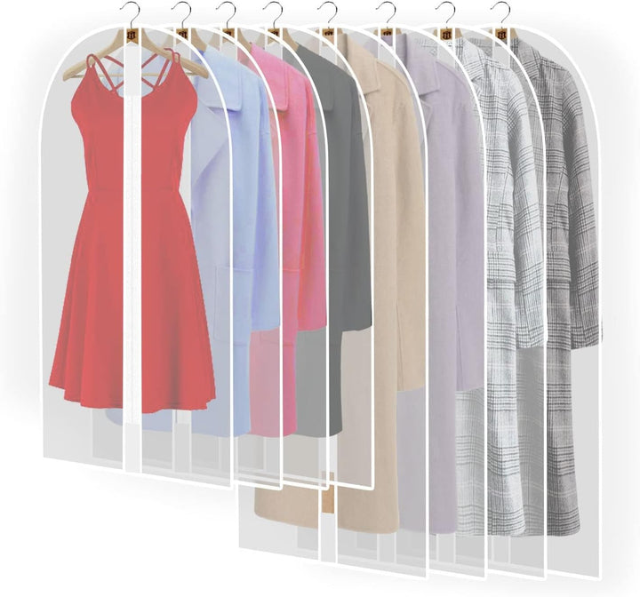 Extra long 71-inch garment bag for dresses, preventing dust, dirt, and wrinkles effectively.