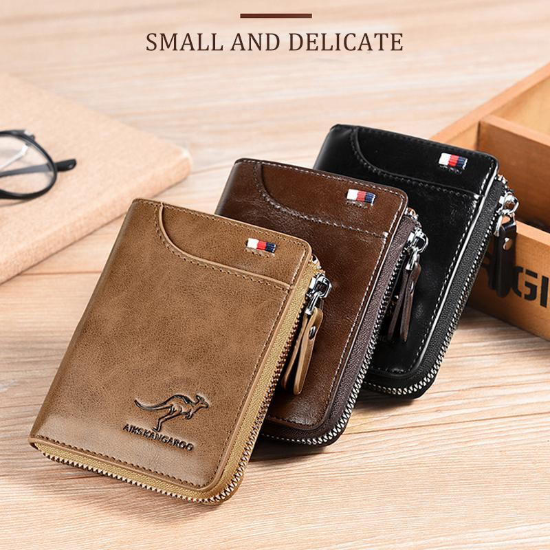 Elegant black unisex compact RFID blocking wallet, a secure & stylish PU leather card holder for essentials.