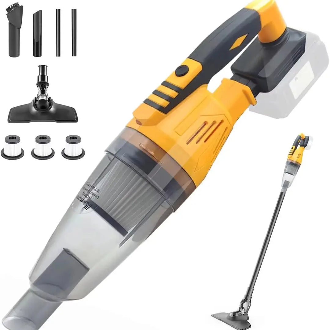 Cordless handheld vacuum for car & home cleaning. Powerful 10kPa suction, portable & battery-operated.