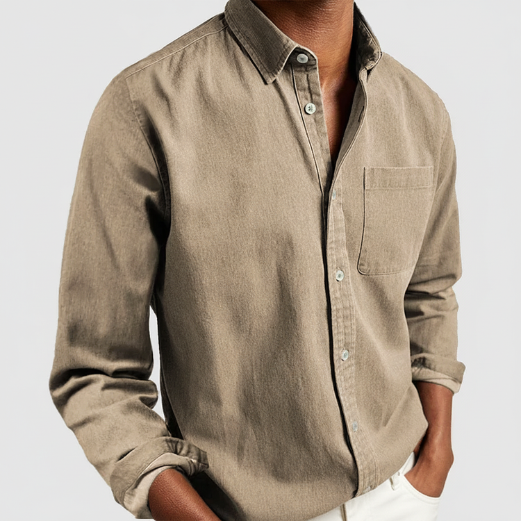 Stylish men's long sleeve button-down casual shirt, a classic for everyday wear and men's fashion.