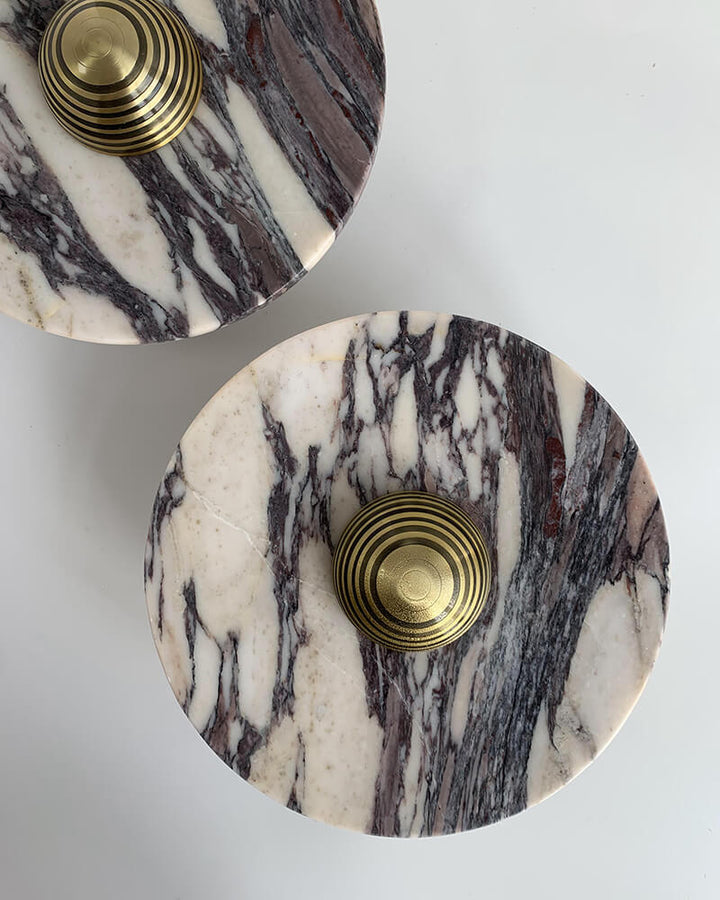 Vintage marble wall lamp with integrated 5W LED, 9-inch, elegant stone for warm home lighting.