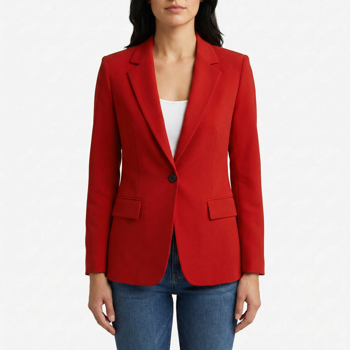 Classic long sleeve women's blazer, a versatile single-button jacket for professional and business occasions.