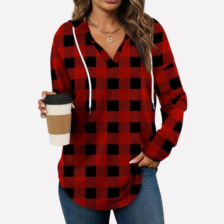Relaxed women's long sleeve crewneck top, perfect for everyday comfort and casual fall fashion.