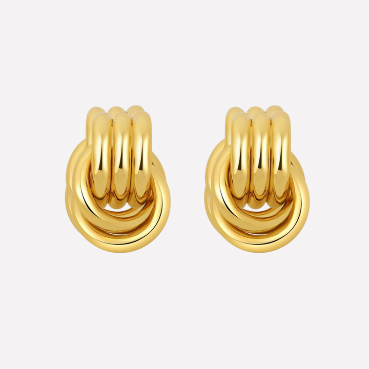 Elegant gold tone knot drop earrings for women, perfect for fashion and daily wear.