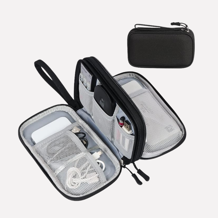 Stylish unisex travel tech organizer for all your charging cables.