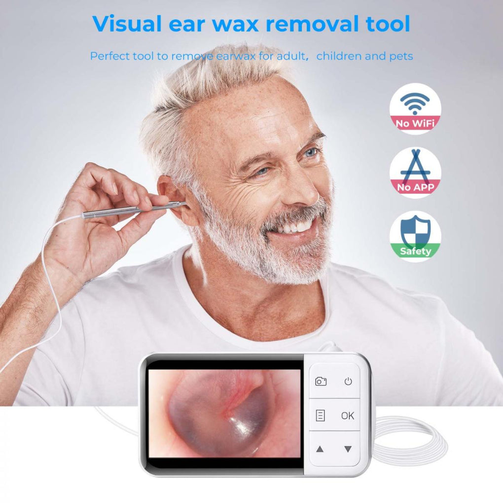 Portable digital ear camera with HD view for ear canal inspection & ear wax removal. Essential home health tool.