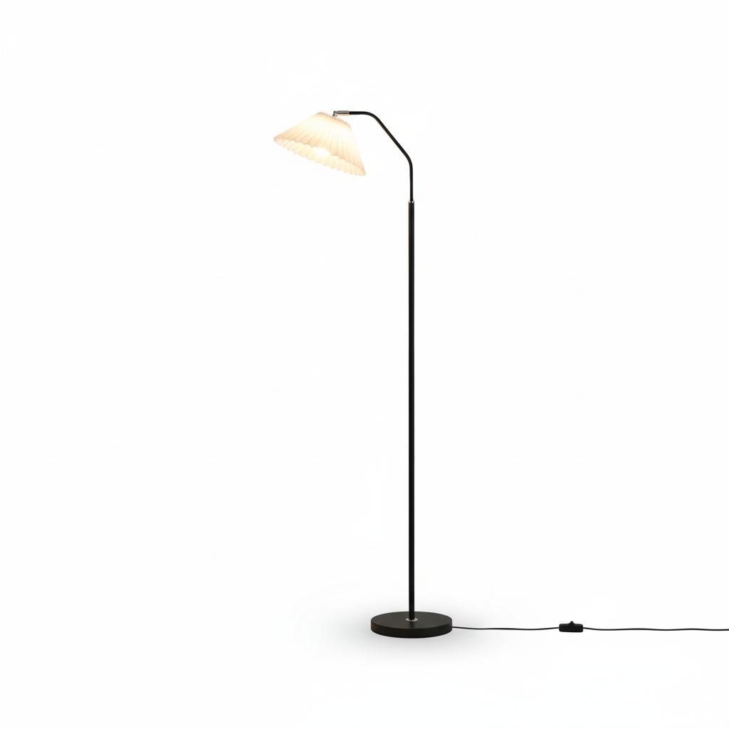Elegant Floor Lamp with Pleated Fabric Shade