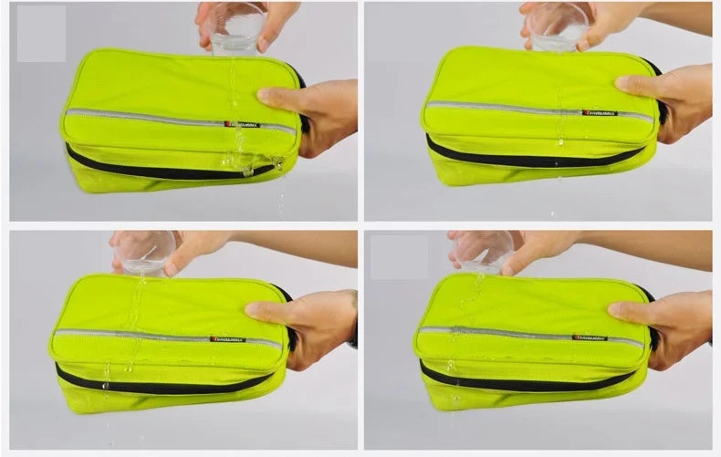 Waterproof cosmetic travel bag for toiletries; durable, portable, ideal for gym essentials storage.