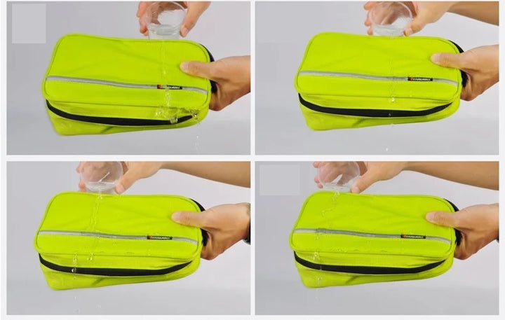 Waterproof cosmetic travel bag for toiletries; durable, portable, ideal for gym essentials storage.