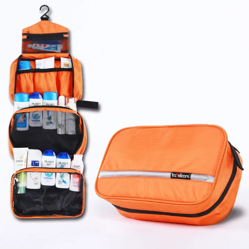 Waterproof unisex toiletry & cosmetic travel organizer; perfect portable storage for gym essentials.
