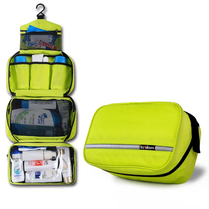 Large capacity waterproof travel toiletry bag, unisex; keeps all essentials organized & dry for trips.