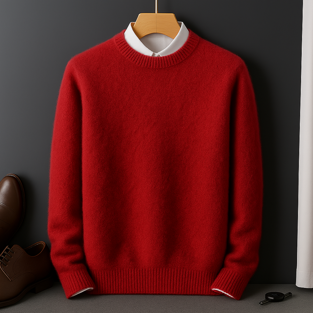 Ultra-soft knit men's pullover sweater, a versatile long-sleeve top for everyday fitted casual wear.