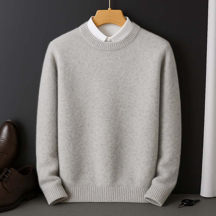Crewneck men's fitted pullover sweater. Ultra-soft knitwear for comfortable fall & winter outfits.