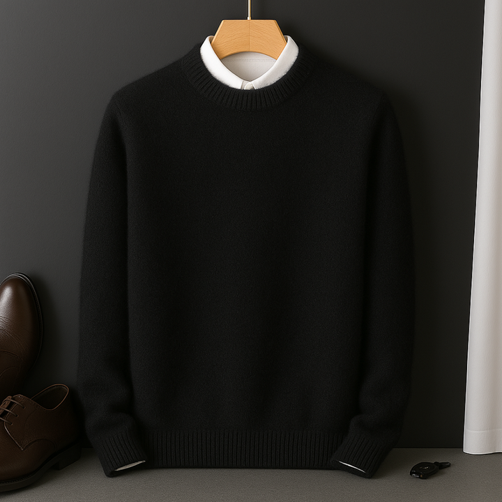 Versatile men's ultra-soft fitted crewneck sweater, perfect knitwear for stylish fall and winter fashion.