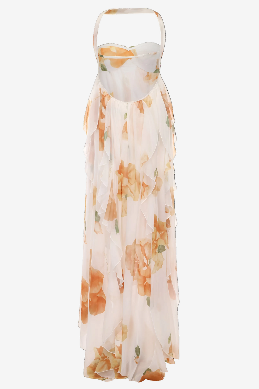 Versatile women's white maxi dress with a halter neckline, great for parties or a stylish, comfortable summer look.