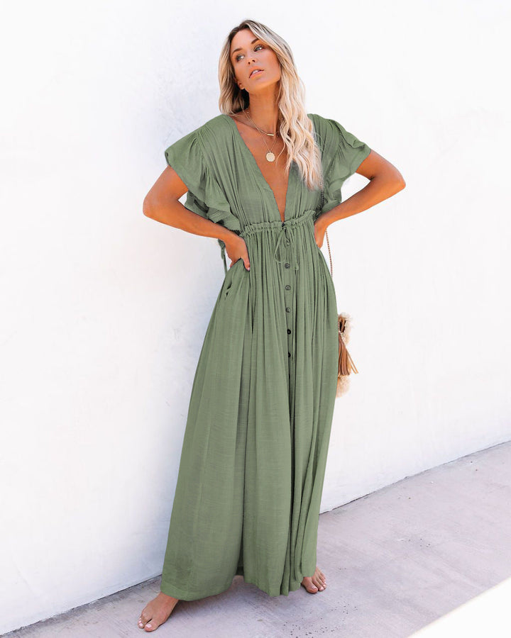 Effortless style with this women's flowy boho maxi dress. Comfortable, relaxed fit, ideal for summer & casual wear.
