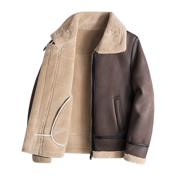 Brown Men's Nordic Winter Jacket, a warm, stylish casual coat for cold weather comfort. Essential men's outerwear.