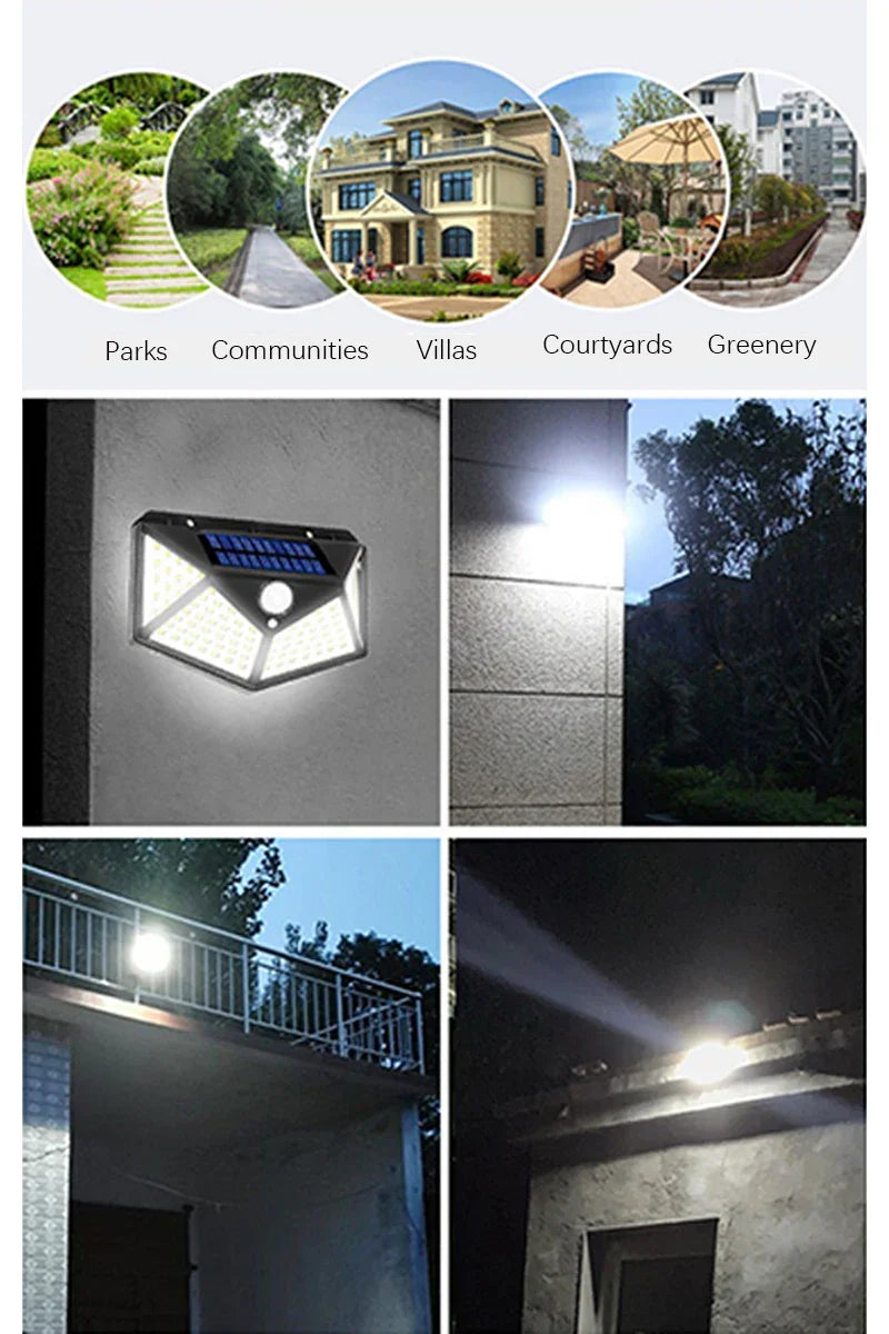 Versatile outdoor solar LED motion sensor lamp. Waterproof for general security lighting in any garden area.