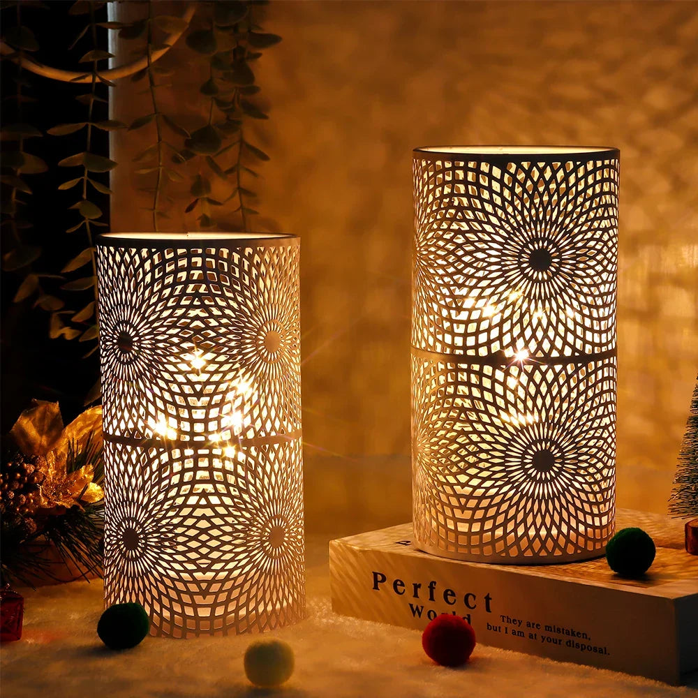 Minimalist design cordless LED cylinder lamps (set of 2) with warm light for home ambiance & portable decor.