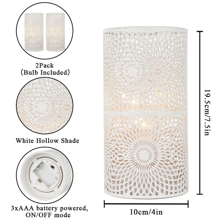 Versatile cordless LED cylinder lamps (set of 2) for event lighting or modern home decor. Battery operated accent light.