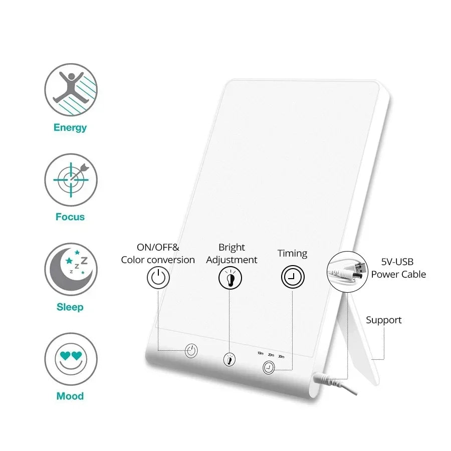 BrightBeam Full Spectrum 10000 Lux therapy lamp. Enhances mood, boosts energy & provides daylight simulation for SAD.