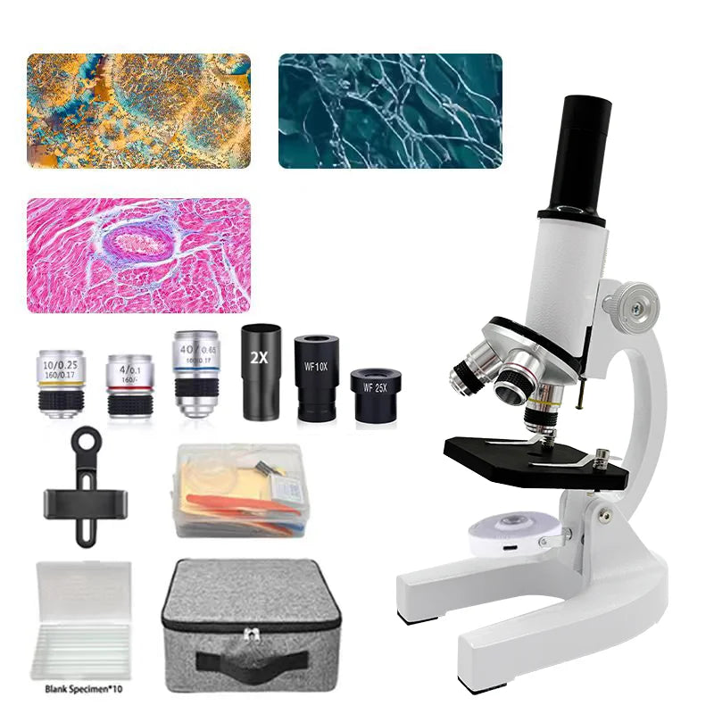 Educational microscope kit for students & kids. 40X-2000X magnification, perfect for STEM learning & biology.