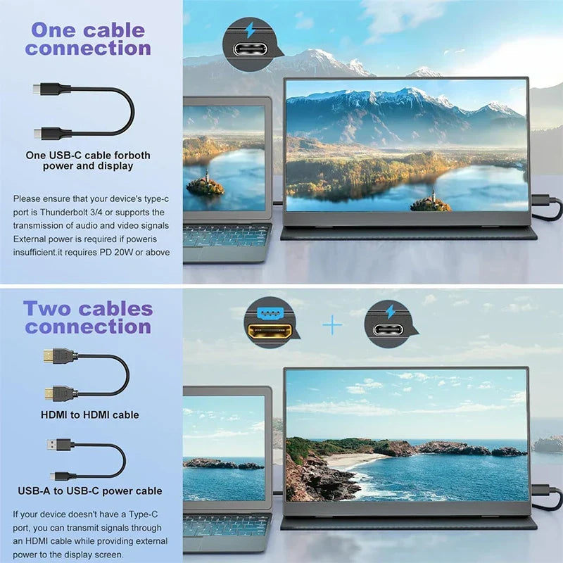 16-inch travel monitor with 144Hz FHD display, used outdoors for portable gaming or productivity.