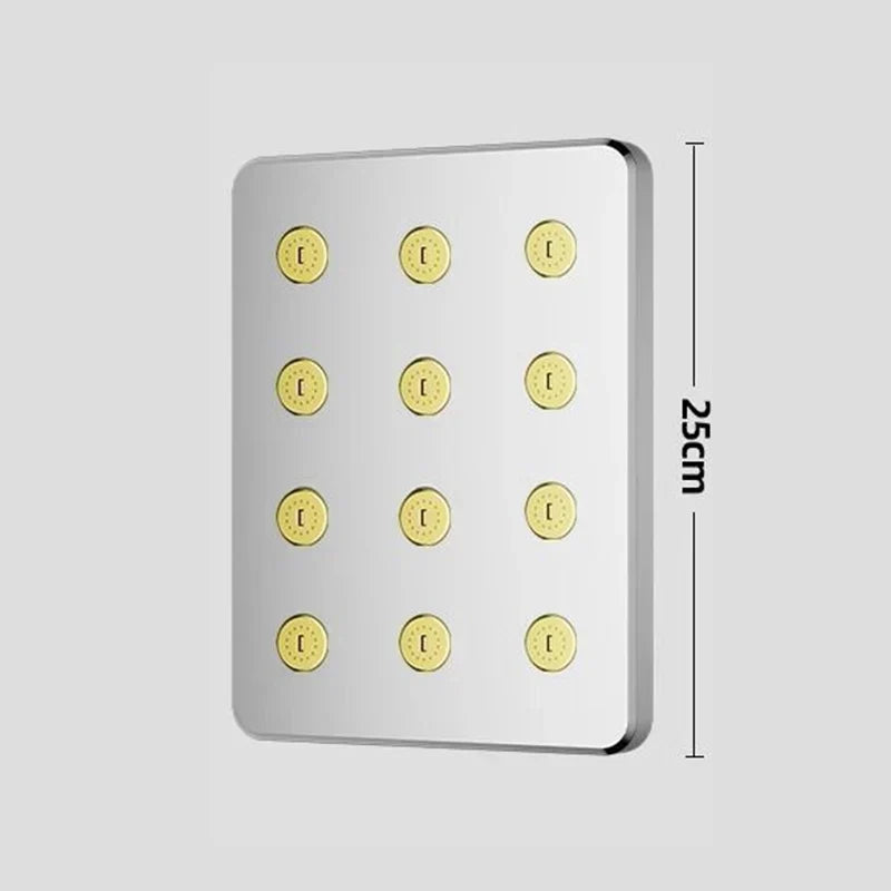 Enhanced water flow from a premium 10-inch overhead shower head, ideal for a comfortable home spa experience.