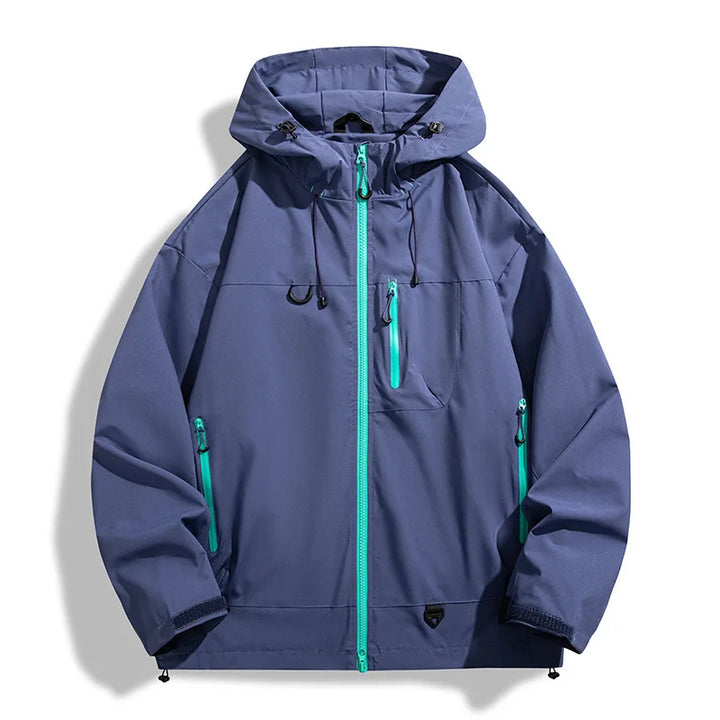 Versatile men's weatherproof ridge jacket; essential activewear & adventure gear for all seasons.
