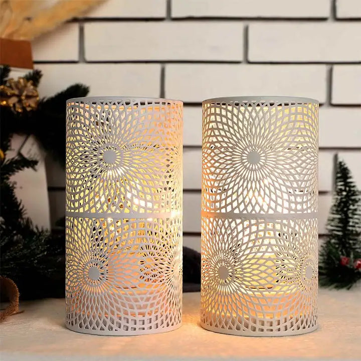 Modern cordless LED cylinder accent lamps (set of 2). Battery operated, perfect for ambient or decorative lighting.